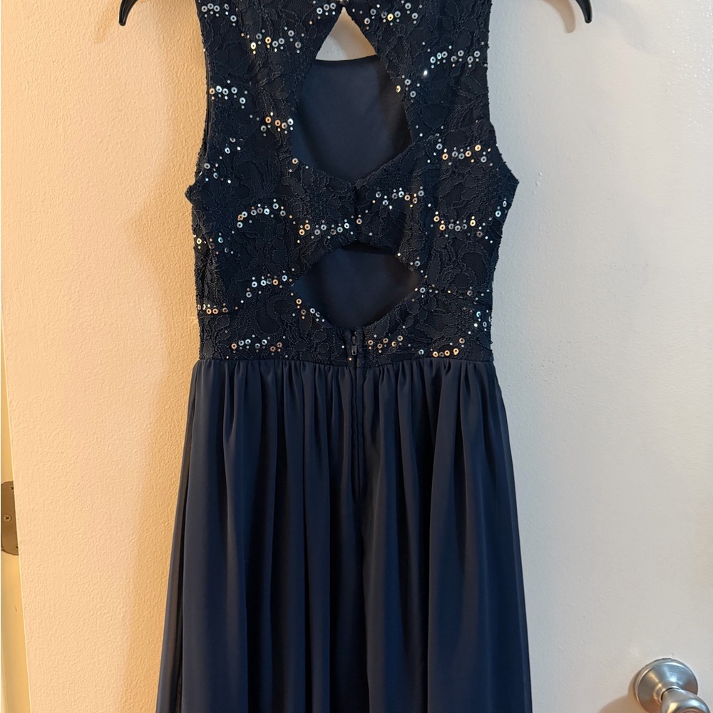 Speechless Navy Lace Sequin Cutout Dress Juniors Size 3